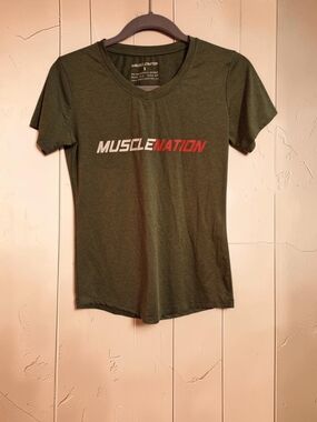 Muscle Nation Women's Olive Green V-Neck Tee